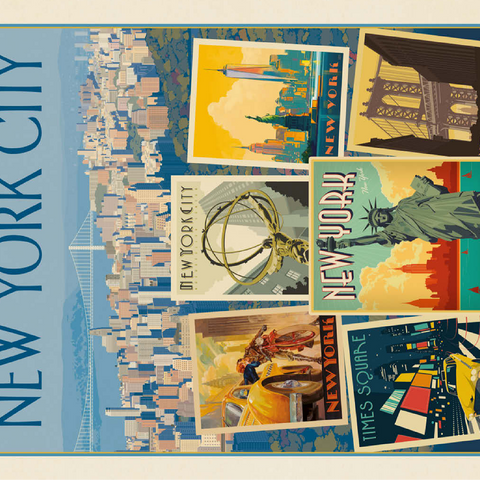New York City: Multi-Image Collage Print, Vintage Poster 100 Jigsaw Puzzle 3D Modell