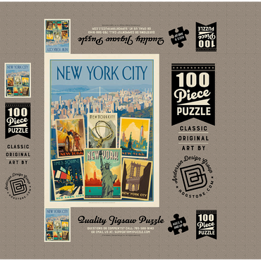 New York City: Multi-Image Collage Print, Vintage Poster 100 Jigsaw Puzzle box 3D Modell