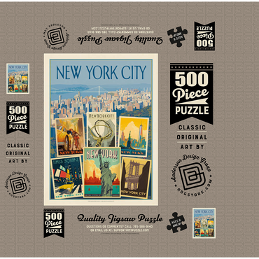 New York City: Multi-Image Collage Print, Vintage Poster 500 Jigsaw Puzzle box 3D Modell