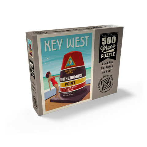 Key West, Florida, Vintage Poster 500 Jigsaw Puzzle box view2