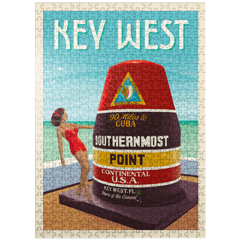 puzzleplate Key West, Florida, Vintage Poster 500 Jigsaw Puzzle