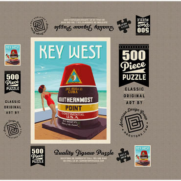 Key West, Florida, Vintage Poster 500 Jigsaw Puzzle box 3D Modell