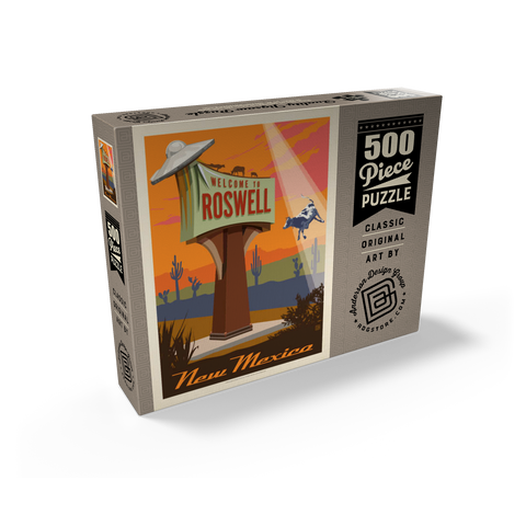 Roswell, New Mexico, Vintage Poster 500 Jigsaw Puzzle box view2