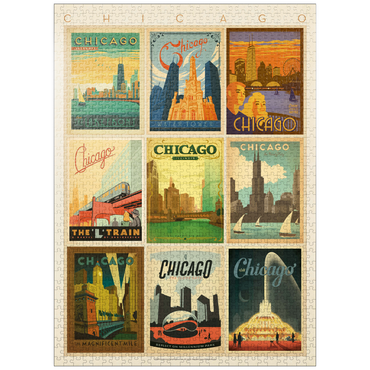 puzzleplate Chicago: Multi-Image Print - Edition 1, Vintage Poster 1000 Jigsaw Puzzle