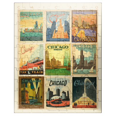 puzzleplate Chicago: Multi-Image Print - Edition 1, Vintage Poster 100 Jigsaw Puzzle