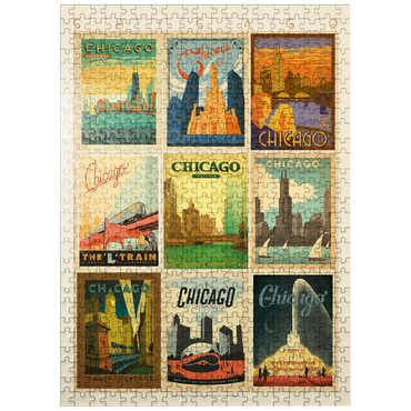 puzzleplate Chicago: Multi-Image Print - Edition 1, Vintage Poster 500 Jigsaw Puzzle