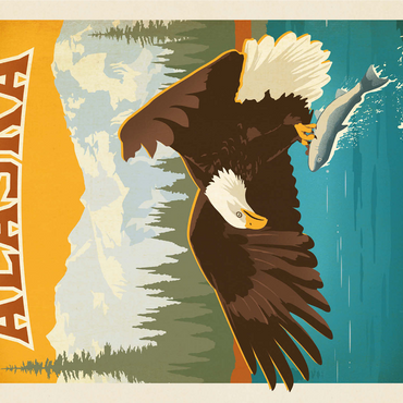 Alaska: Eagle, Vintage Poster 1000 Jigsaw Puzzle 3D Modell