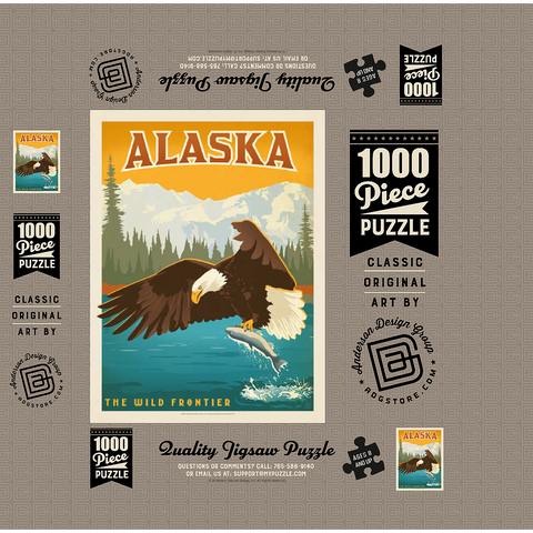 Alaska: Eagle, Vintage Poster 1000 Jigsaw Puzzle box 3D Modell
