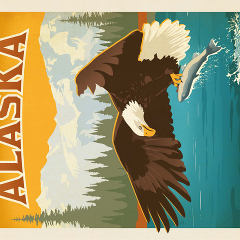 Alaska: Eagle, Vintage Poster 100 Jigsaw Puzzle 3D Modell