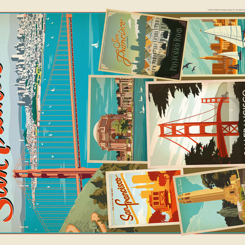 San Francisco: Multi-Image Collage Print, Vintage Poster 500 Jigsaw Puzzle 3D Modell