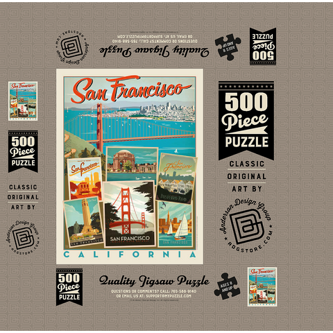 San Francisco: Multi-Image Collage Print, Vintage Poster 500 Jigsaw Puzzle box 3D Modell