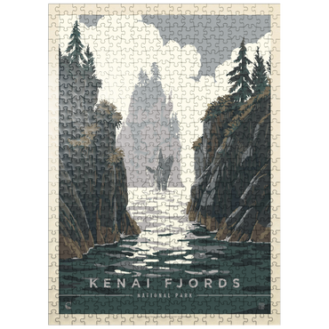 puzzleplate Kenai Fjords National Park: Whale Watching, Vintage Poster 500 Jigsaw Puzzle