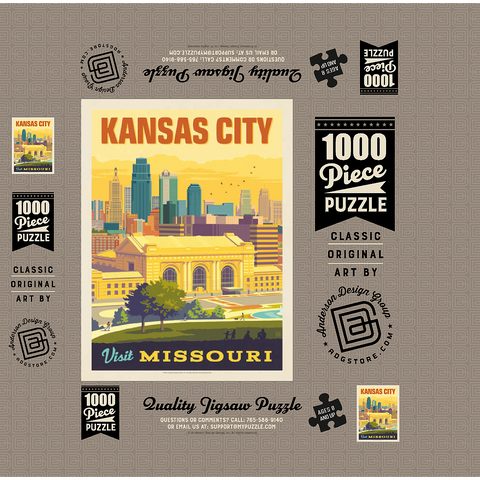 Missouri: Kansas City, Union Station, Vintage Poster 1000 Jigsaw Puzzle box 3D Modell