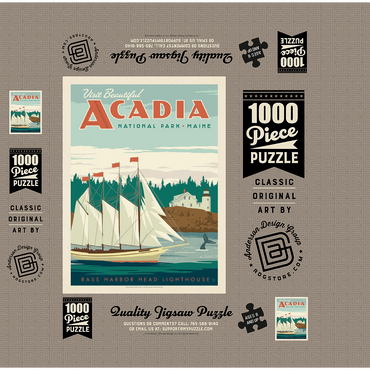 Acadia National Park: Bass Harbor Head, Vintage Poster 1000 Jigsaw Puzzle box 3D Modell
