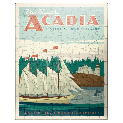 puzzleplate Acadia National Park: Bass Harbor Head, Vintage Poster 100 Jigsaw Puzzle