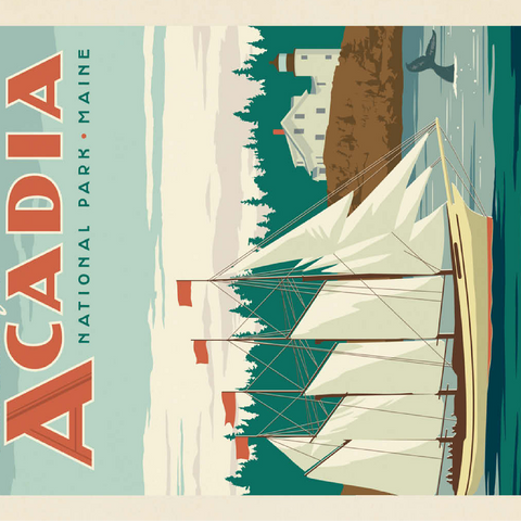 Acadia National Park: Bass Harbor Head, Vintage Poster 100 Jigsaw Puzzle 3D Modell