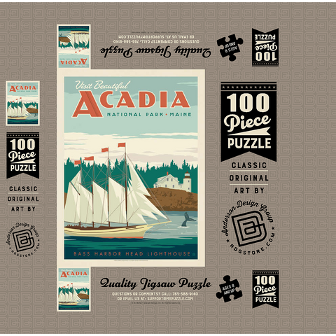 Acadia National Park: Bass Harbor Head, Vintage Poster 100 Jigsaw Puzzle box 3D Modell