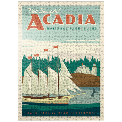 puzzleplate Acadia National Park: Bass Harbor Head, Vintage Poster 500 Jigsaw Puzzle