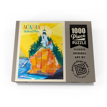 Acadia National Park: Lighthouse (Mod Design), Vintage Poster 1000 Jigsaw Puzzle box view3