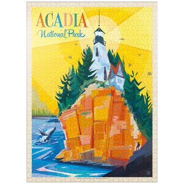 puzzleplate Acadia National Park: Lighthouse (Mod Design), Vintage Poster 1000 Jigsaw Puzzle