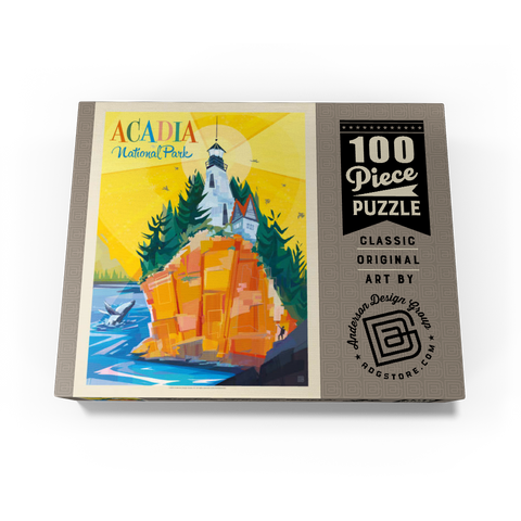 Acadia National Park: Lighthouse (Mod Design), Vintage Poster 100 Jigsaw Puzzle box view3