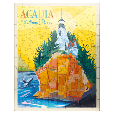 puzzleplate Acadia National Park: Lighthouse (Mod Design), Vintage Poster 100 Jigsaw Puzzle