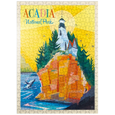 puzzleplate Acadia National Park: Lighthouse (Mod Design), Vintage Poster 500 Jigsaw Puzzle