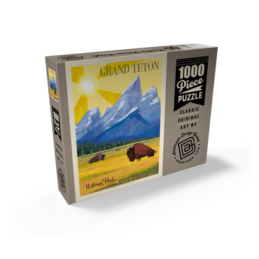 Grand Teton National Park (Mod Design), Vintage Poster 1000 Jigsaw Puzzle box view2