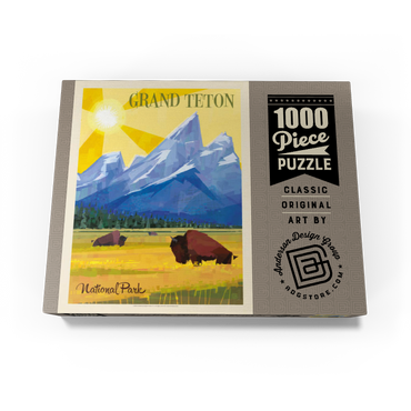 Grand Teton National Park (Mod Design), Vintage Poster 1000 Jigsaw Puzzle box view3