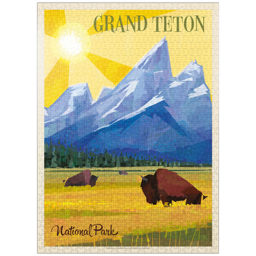 puzzleplate Grand Teton National Park (Mod Design), Vintage Poster 1000 Jigsaw Puzzle