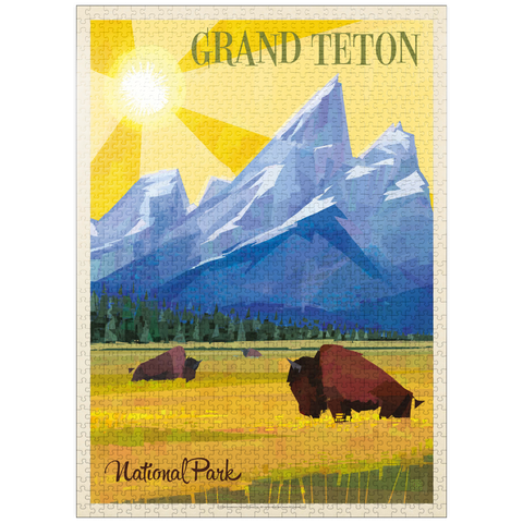 puzzleplate Grand Teton National Park (Mod Design), Vintage Poster 1000 Jigsaw Puzzle