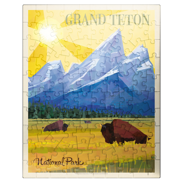 puzzleplate Grand Teton National Park (Mod Design), Vintage Poster 100 Jigsaw Puzzle