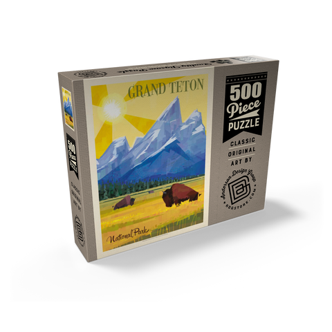 Grand Teton National Park (Mod Design), Vintage Poster 500 Jigsaw Puzzle box view2