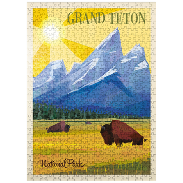 puzzleplate Grand Teton National Park (Mod Design), Vintage Poster 500 Jigsaw Puzzle