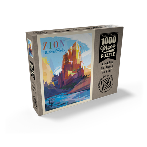 Zion National Park: Angels Landing (Mod Design), Vintage Poster 1000 Jigsaw Puzzle box view2