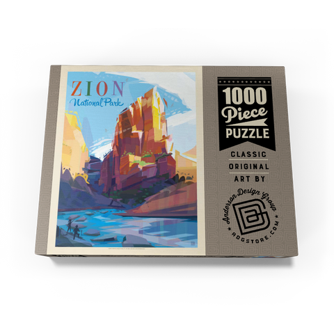 Zion National Park: Angels Landing (Mod Design), Vintage Poster 1000 Jigsaw Puzzle box view3