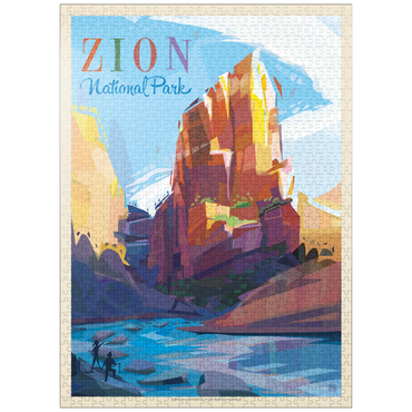 puzzleplate Zion National Park: Angels Landing (Mod Design), Vintage Poster 1000 Jigsaw Puzzle