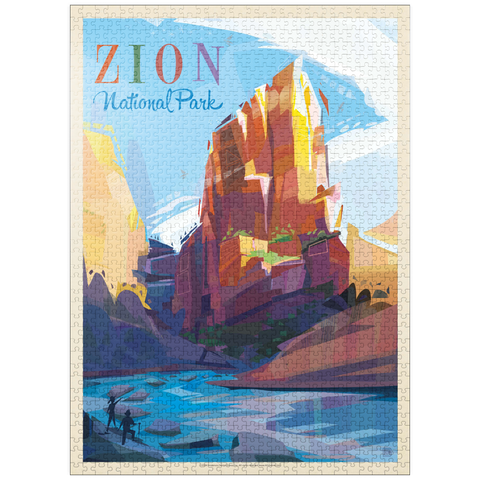 puzzleplate Zion National Park: Angels Landing (Mod Design), Vintage Poster 1000 Jigsaw Puzzle