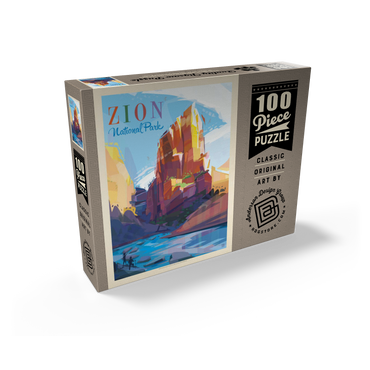 Zion National Park: Angels Landing (Mod Design), Vintage Poster 100 Jigsaw Puzzle box view2