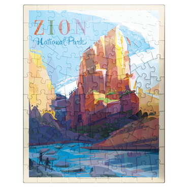 puzzleplate Zion National Park: Angels Landing (Mod Design), Vintage Poster 100 Jigsaw Puzzle