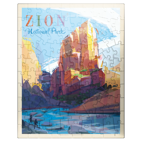 puzzleplate Zion National Park: Angels Landing (Mod Design), Vintage Poster 100 Jigsaw Puzzle