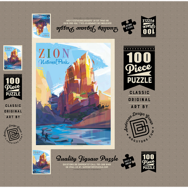 Zion National Park: Angels Landing (Mod Design), Vintage Poster 100 Jigsaw Puzzle box 3D Modell