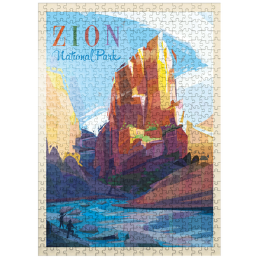 puzzleplate Zion National Park: Angels Landing (Mod Design), Vintage Poster 500 Jigsaw Puzzle