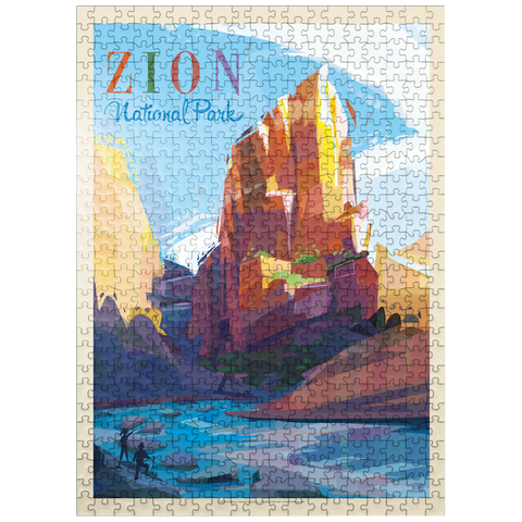 puzzleplate Zion National Park: Angels Landing (Mod Design), Vintage Poster 500 Jigsaw Puzzle