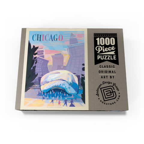 Chicago, IL: Millennium Park (Mod Design), Vintage Poster 1000 Jigsaw Puzzle box view3