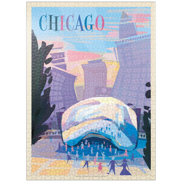 puzzleplate Chicago, IL: Millennium Park (Mod Design), Vintage Poster 1000 Jigsaw Puzzle