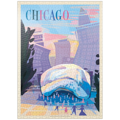 puzzleplate Chicago, IL: Millennium Park (Mod Design), Vintage Poster 1000 Jigsaw Puzzle