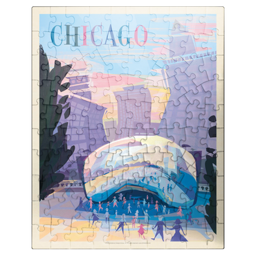 puzzleplate Chicago, IL: Millennium Park (Mod Design), Vintage Poster 100 Jigsaw Puzzle