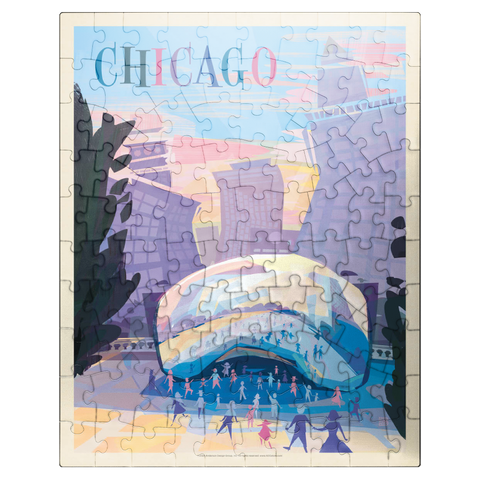 puzzleplate Chicago, IL: Millennium Park (Mod Design), Vintage Poster 100 Jigsaw Puzzle