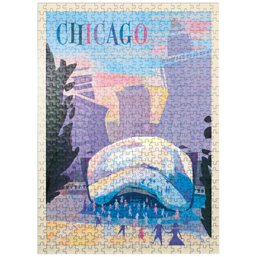 puzzleplate Chicago, IL: Millennium Park (Mod Design), Vintage Poster 500 Jigsaw Puzzle